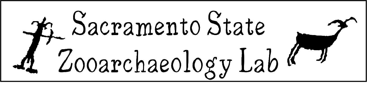 Sacramento State Zooarchaeology Lab logo with decorative rock art figures